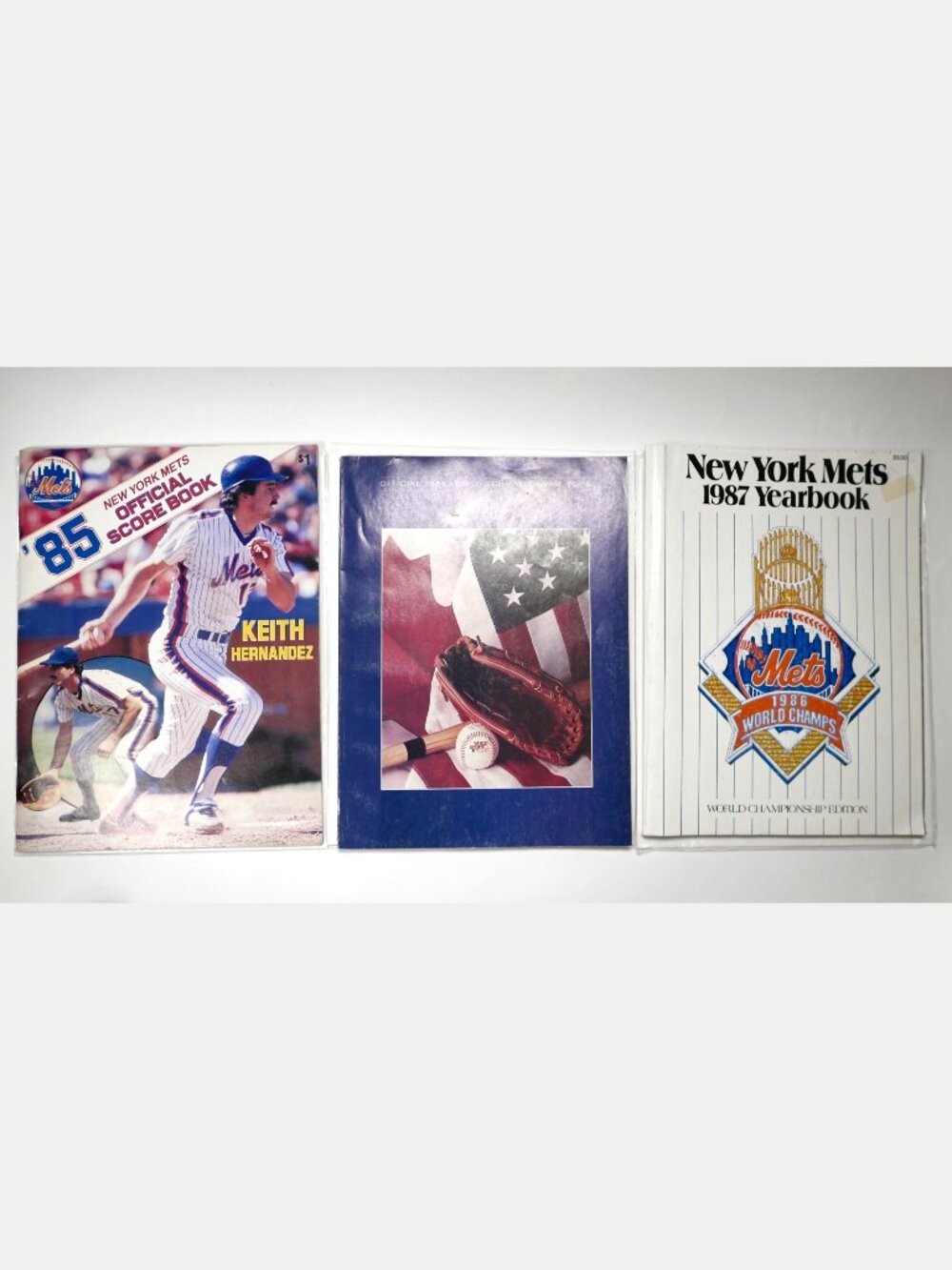 NY METS Vintage 1985 Score Book 1986 World Series Program 1987 Yearbook Set of 3
